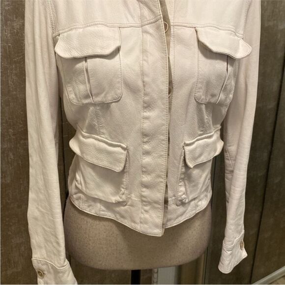 Brunello Cucinelli Women's genuine leather Cream Jacket, M - Picture 3 of 10